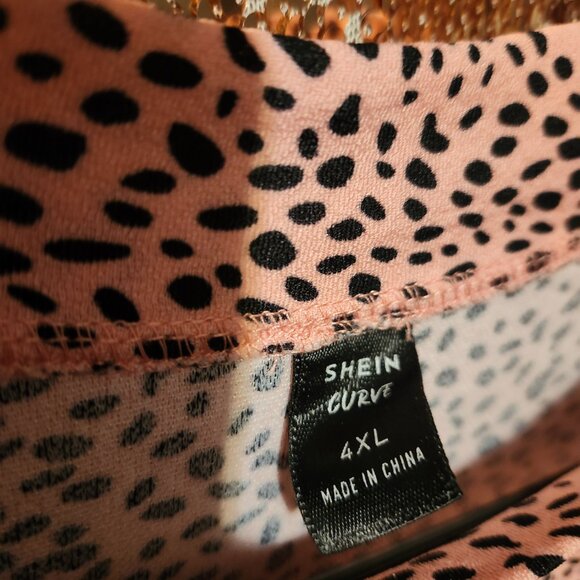 SHEIN Curve Pink and Black Animal Print Blouse Size 4X - Picture 2 of 5